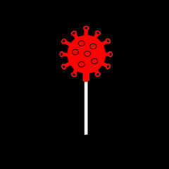 Chupa chups coronavirus. Candy, lollipops, and coronavirus. Vector illustration. Take care of yourself.