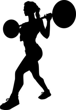 Vector silhouette of a fitness gorl doing sqauts exercises