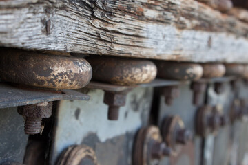 Vintage train parts at railroad 