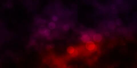 Dark Purple vector background with bubbles.