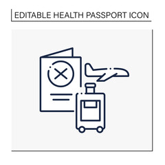 Health passport line icon. Incorrect documents. Error in health records. Travel ban.Covid19 concept. Isolated vector illustration.Editable stroke