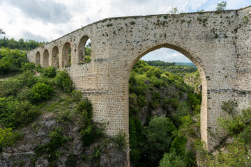Fototapeta na wymiar Incesu aqueduct, crystal glass terrace, slap canyon in Safranbolu, a tourism city.