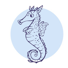 Cute cartoon seahorse. Isolated vector illustration.