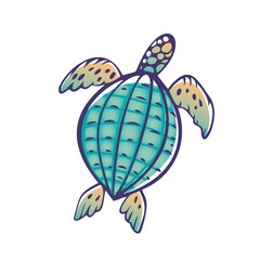 Sea Turtle Turquoise. Oceanlife Vector Art.