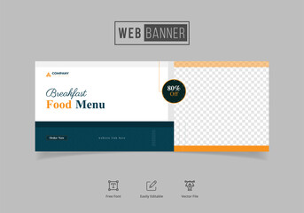 Fototapeta na wymiar web Banner template design for healthy food