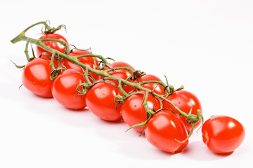 Branch of tomatoes on a white background