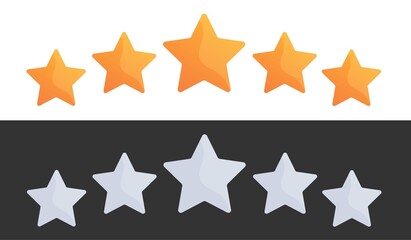 Five star rate concept isolated on white and black background. illustration