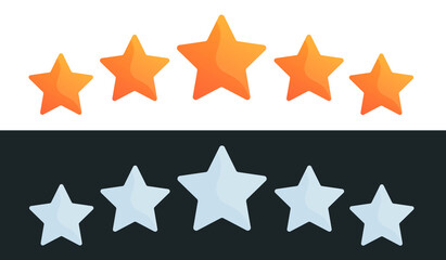 Five star rate concept isolated on white and black background. Vector illustration