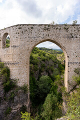 Fototapeta na wymiar Incesu aqueduct, crystal glass terrace, slap canyon in Safranbolu, a tourism city.