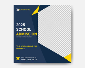 School education admission social media post and web template. Junior and senior school admission promotion banner.