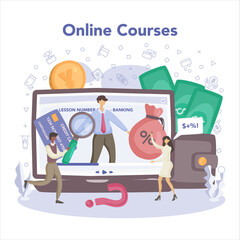 Banker or banking online service or platform. Idea of finance income