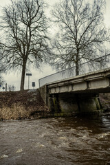 metal concrete stone bridge with rails