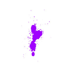 Purple paint splatter brush on white background