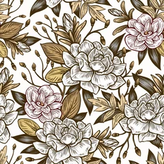 Möbelaufkleber Seamless pattern with flowers. Illustration on a bright background. Design for textiles, souvenirs, fabrics, packaging and greeting cards and more.  © Anna