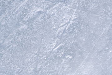 Close up of ice texture on outdoor natural rink