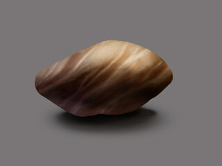 illustration of brown stone isolated on grey background