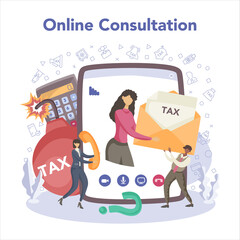 Tax inspector online service or platform. Idea of accounting