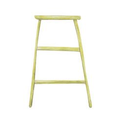 Watercolor wooden shelf isolated on a white background. Hand-drawn stepladder for your design. Empty stand. Interior furniture.