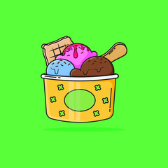 illustrations for ice cream and waffles that you can use for various design needs