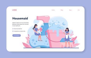 Maid service web banner or landing page. Apartment cleaning