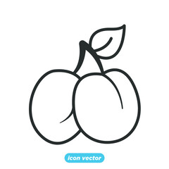 Garden fresh plum icon. plum fruits healthy lifestyle symbol template for graphic and web design collection logo vector illustration