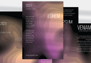 Flyer Layout with Gradient Blend Wavy Shapes on Black
