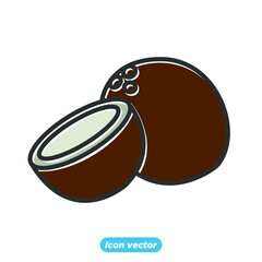 Garden fresh coconut icon. coconut fruits healthy lifestyle symbol template for graphic and web design collection logo vector illustration