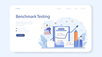 Benchmarking web banner or landing page. Idea of business