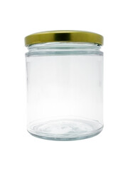 Frasco de vidrio cristalino de 9.38 oz, 300 ml, tapa twist off de color dorada. 