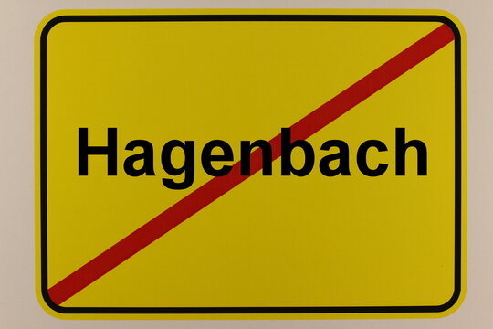 Illustration eines Stadtausgangsschildes der Stadt Hagenbach