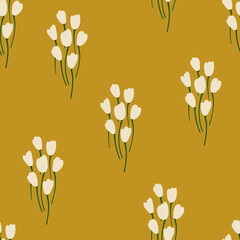Rustic seamless pattern with flowers.