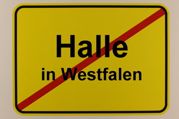 Illustration eines Stadtausgangsschildes der Stadt Halle in Westfalen