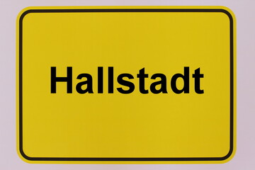 Illustration eines Stadteingangsschildes der Stadt Hallstadt