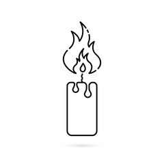 black simple thin line candle icon