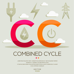 Fototapeta na wymiar CC mean (Combined cycle) Energy acronyms ,letters and icons ,Vector illustration. 