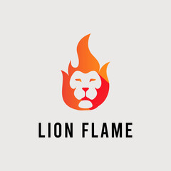 Lion Flame logo design premium vector