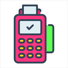 POS color outline icon, business and finance icon.