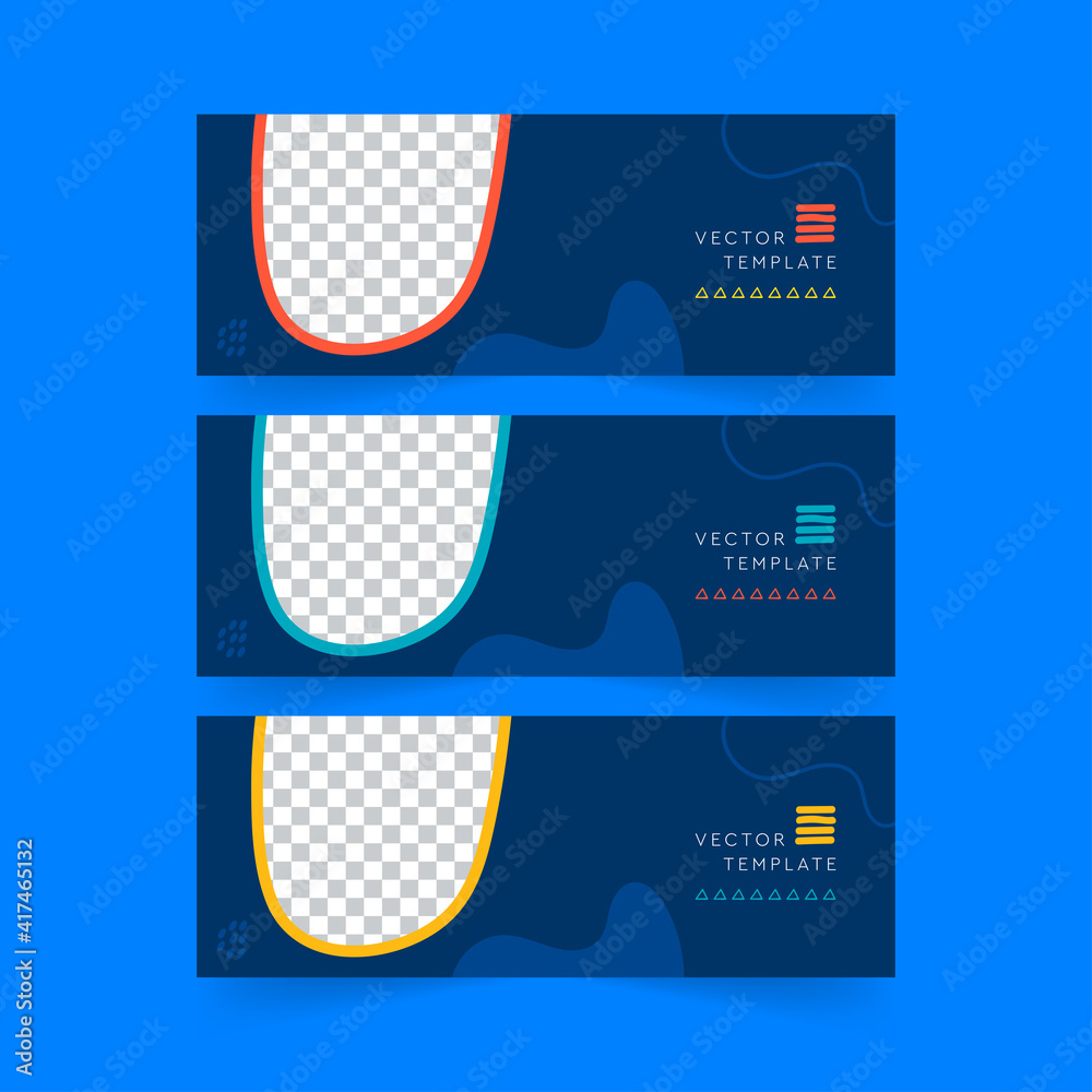 Poster set of modern design template with abstract shapes in blue color. minimal design for brochure, flyer