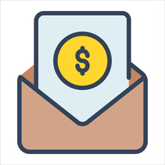 salary color outline icon, business and finance icon.