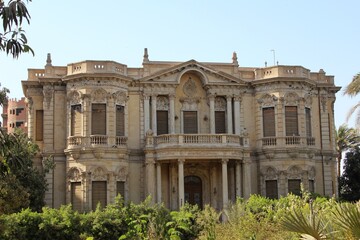Fototapeta na wymiar The exterior façade of Alexan Pasha Palace in Assuit in Egypt