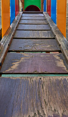 climb of wood to slide in playground