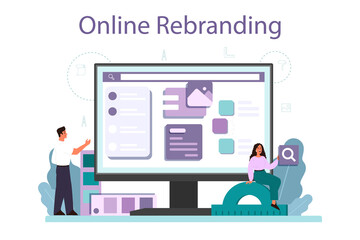 Fototapeta na wymiar Rebranding online service or platform. Rebuilding marketing strategy