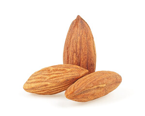 Almonds isolated on a white background. Fresh organic almond.