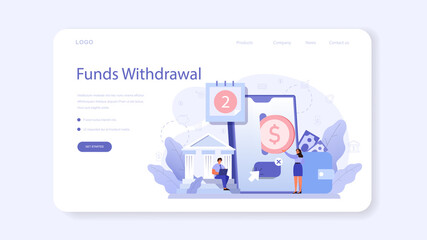 Receiving profit web banner or landing page. Idea of business success