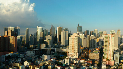 Manila city, the largest metropolis of Asia with skyscrapers and modern buildings. Travel vacation concept.