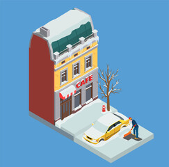 Snow Cleaning Isometric Background