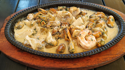 seafood in a pan