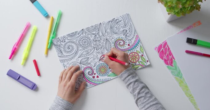Coloring book for adults. Drawing as a hobby. Concentration activities to relieve stress.