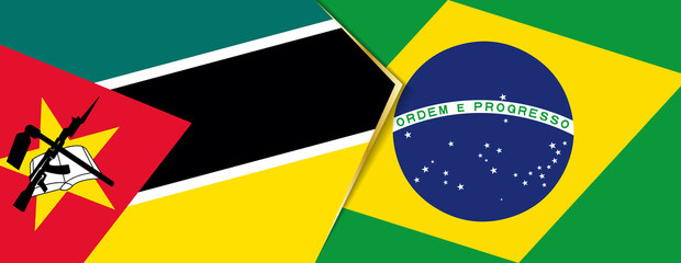 Mozambique and Brazil flags, two vector flags.
