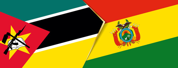Mozambique and Bolivia flags, two vector flags.